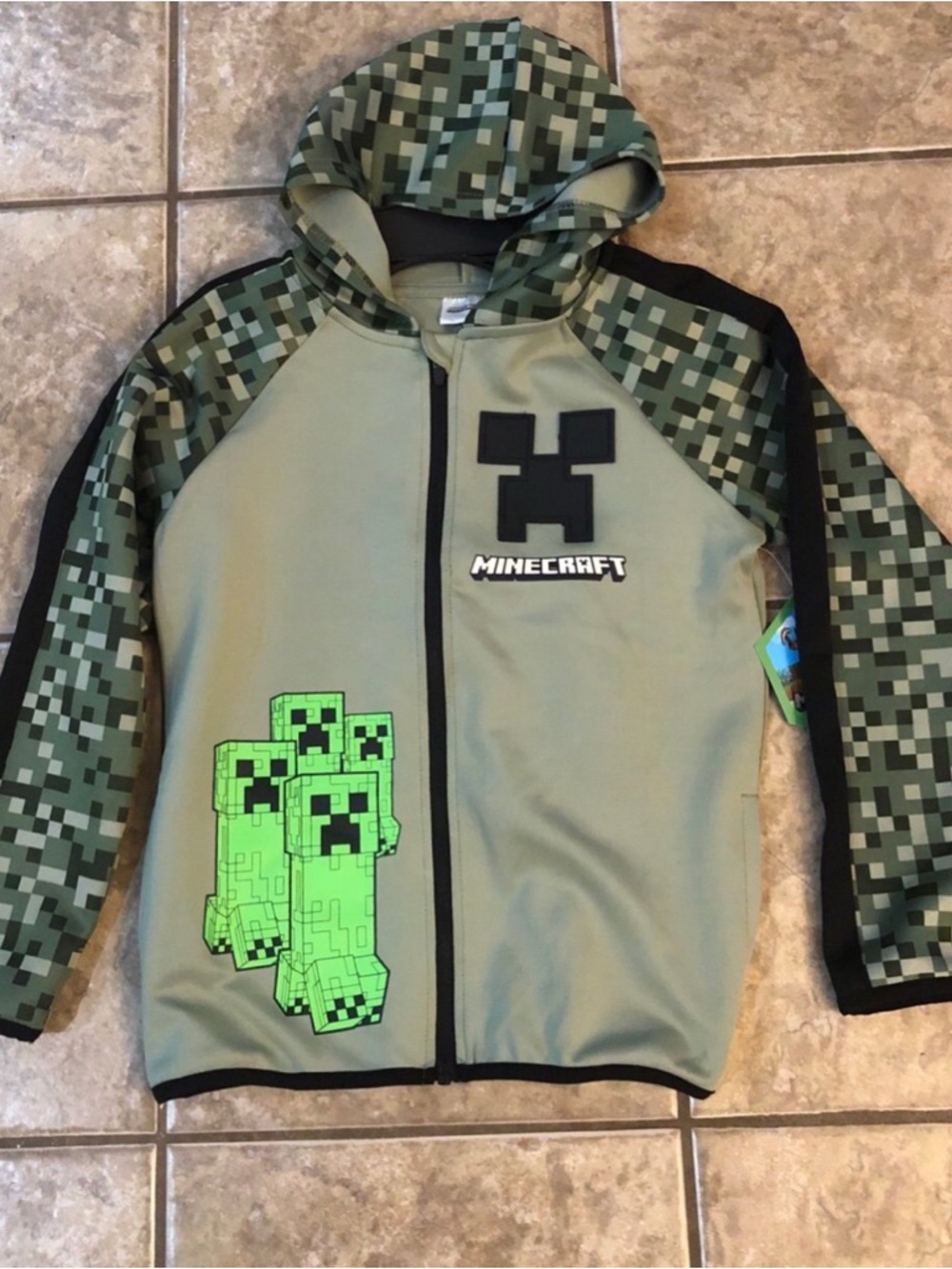 Minecraft Creeper Zip Hoodie - Size 8
